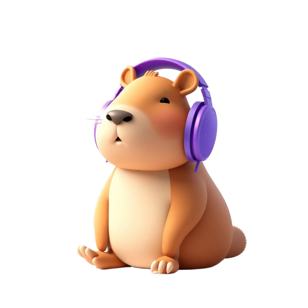 ShareCapy capybara mascot wearing purple headphones
